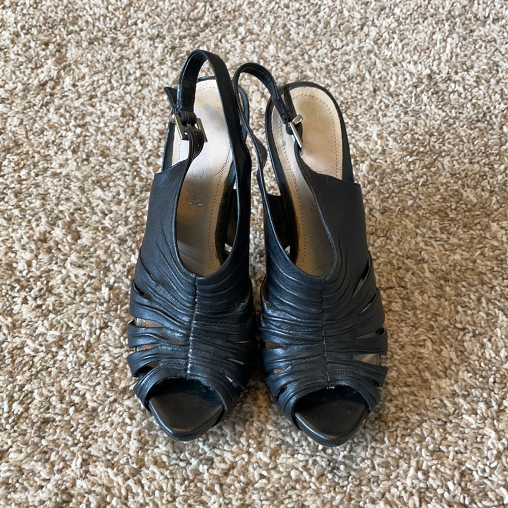 Black sling back heels